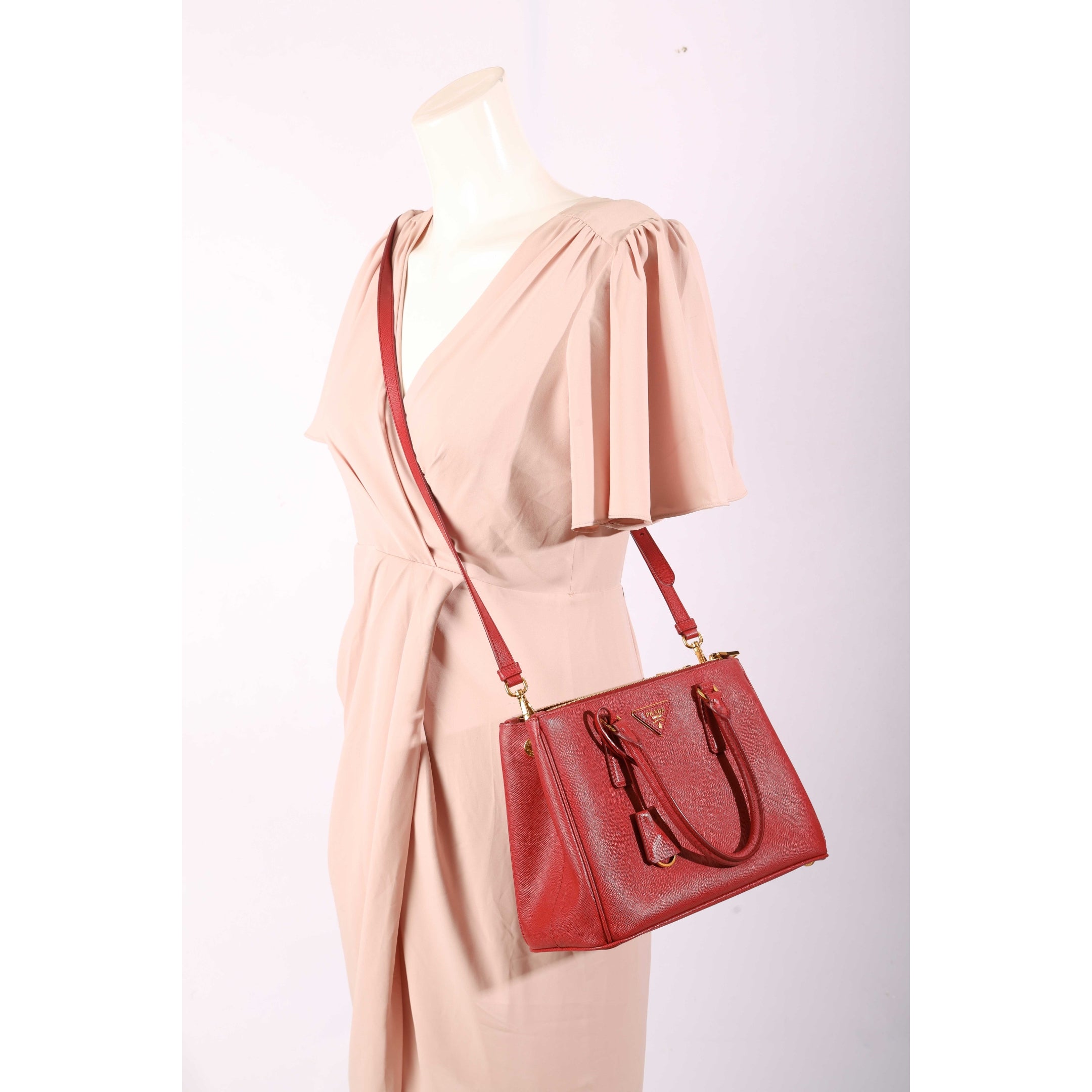 Prada Galleria Red Satchel Crosbody Bag