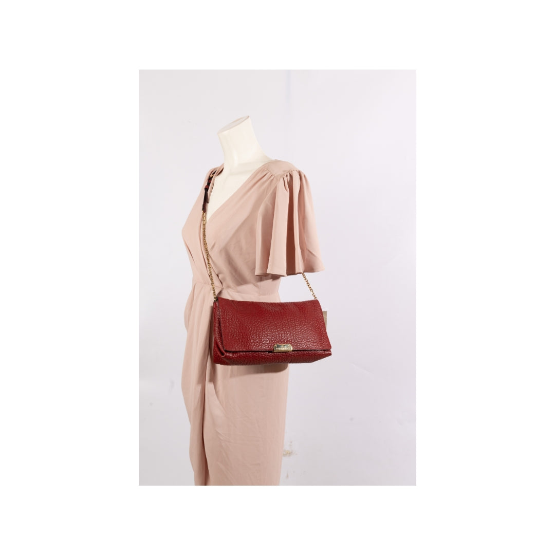 Burberry Red Grained Leather Mildenhall Shoulder Bag