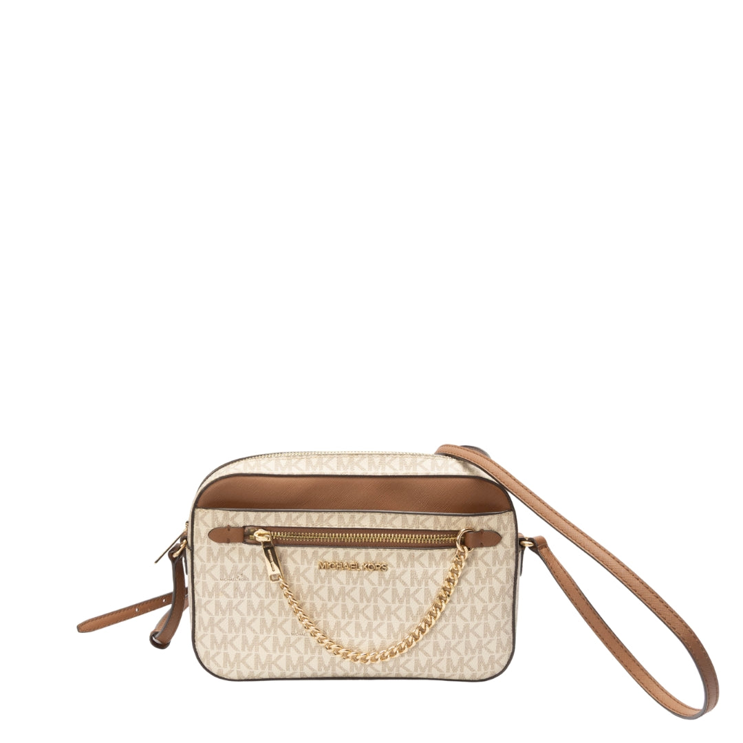 Michael Kors Jet Set Vanilla/Brown Crossbody Bag