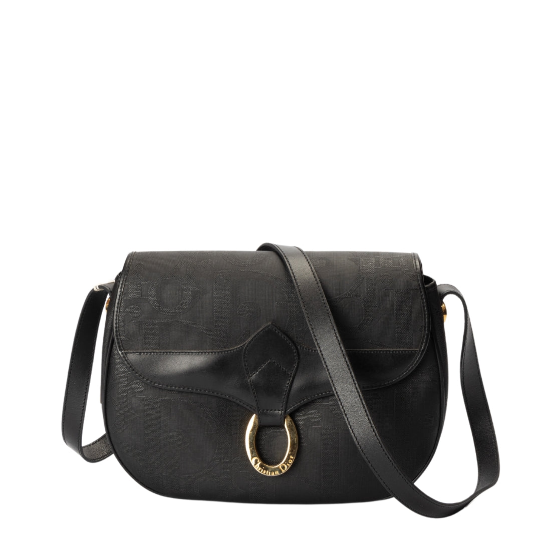 Dior Vintage Trotter Black PVC Leather Crossbody Bag