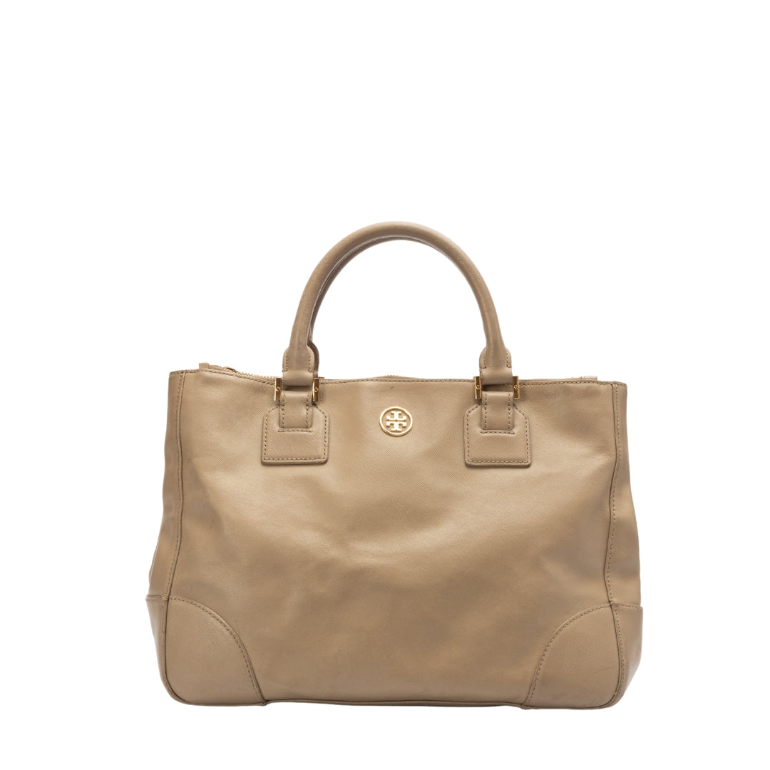 Tory Burch Grey Leather Robinson Tote