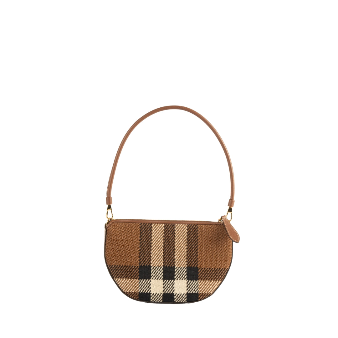 Burberry Olympia Knitted Check Jacquard Pouch bag