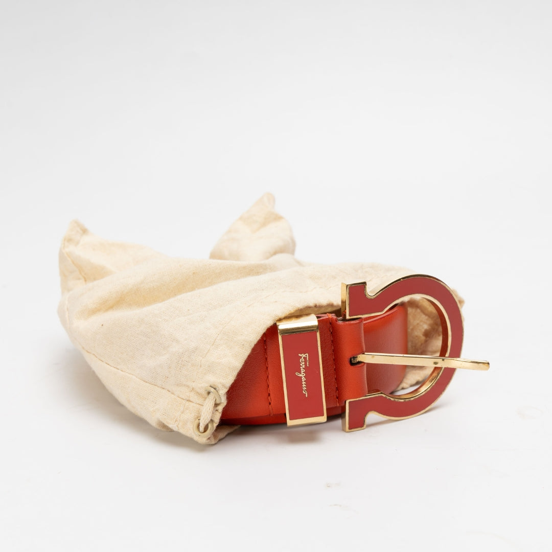 Salvatore Ferragamo Red Golden Gancini Belt