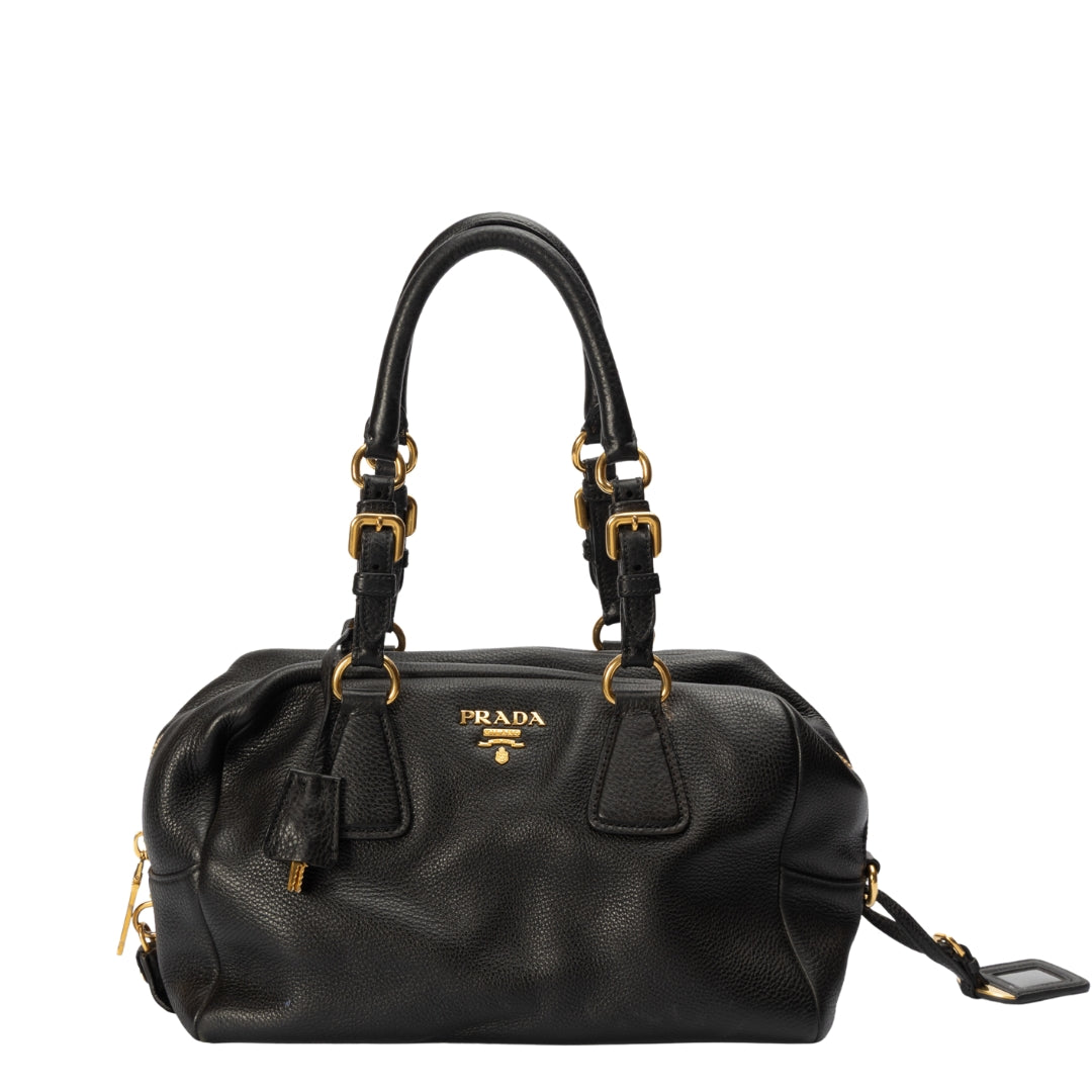 Prada Vitello Black Satchel