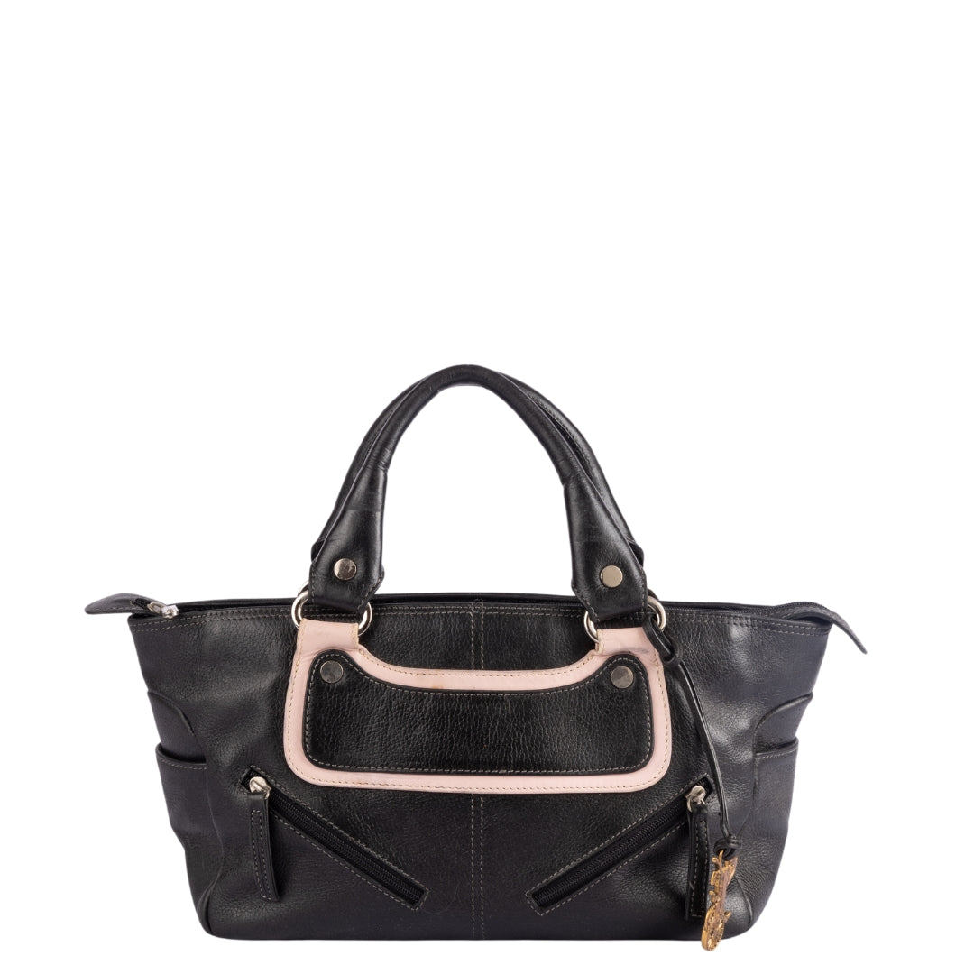 Celine Black Leather Boogie Satchel