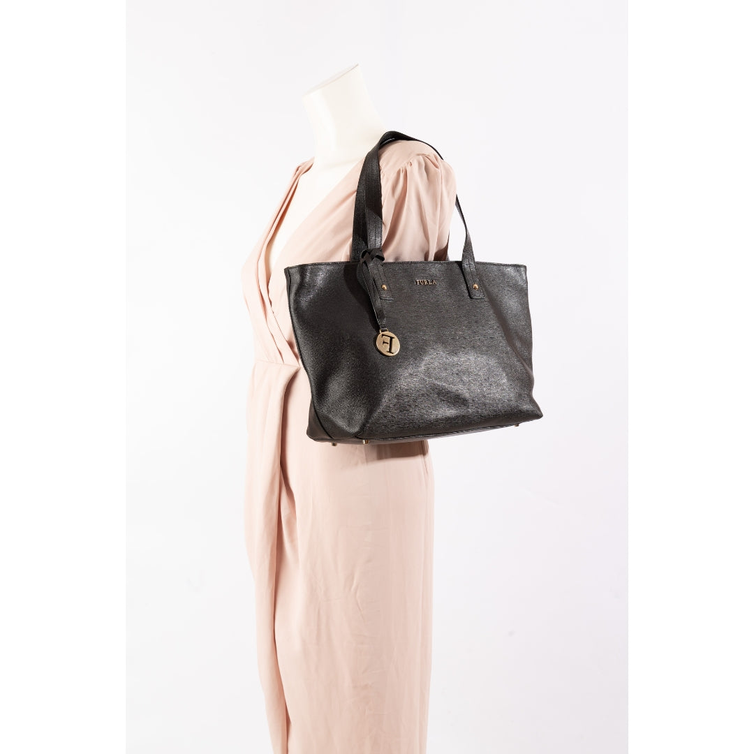 Furla Black Saffiano Leather Linda Tote