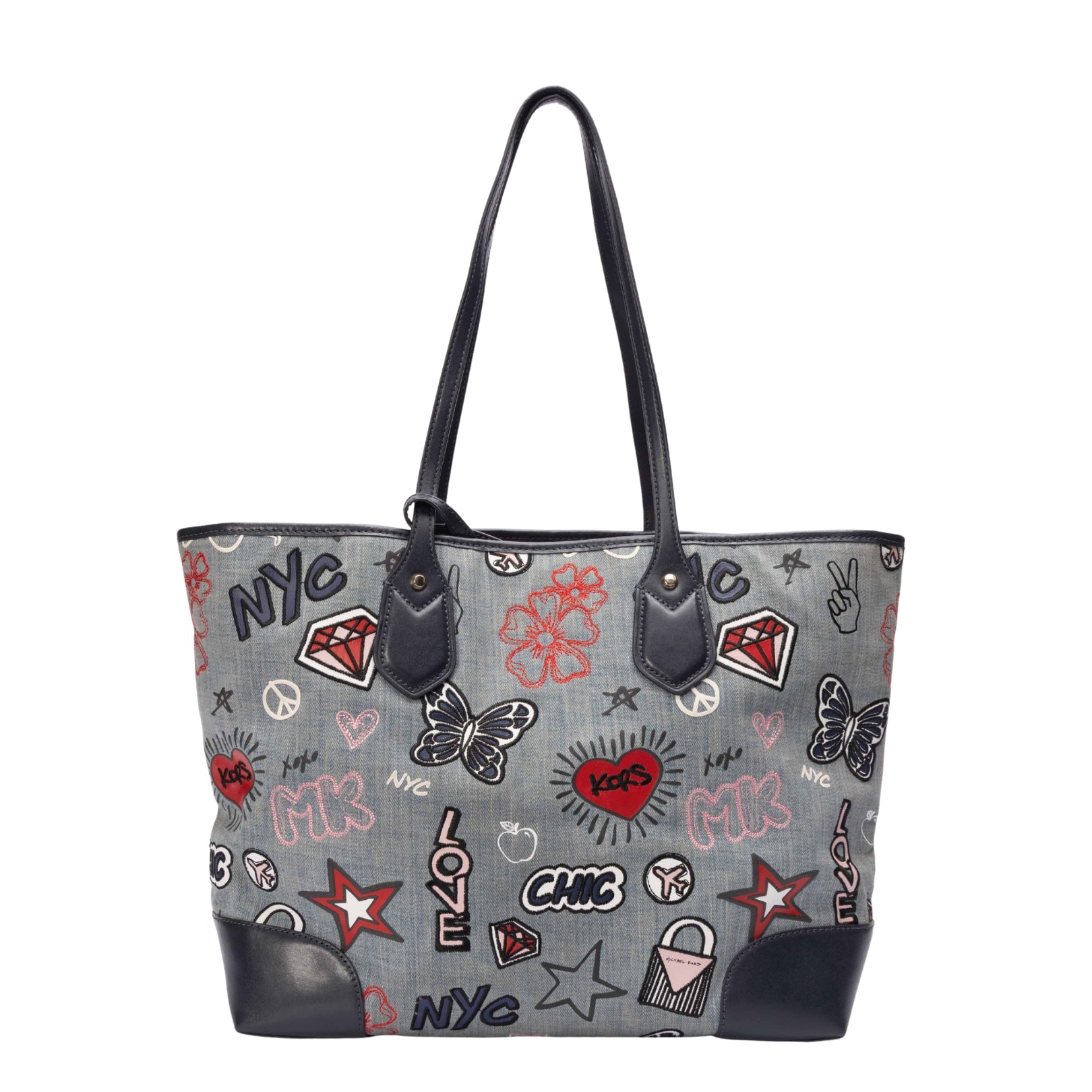Michael Kors Eva Large Embroidered Denim Tote
