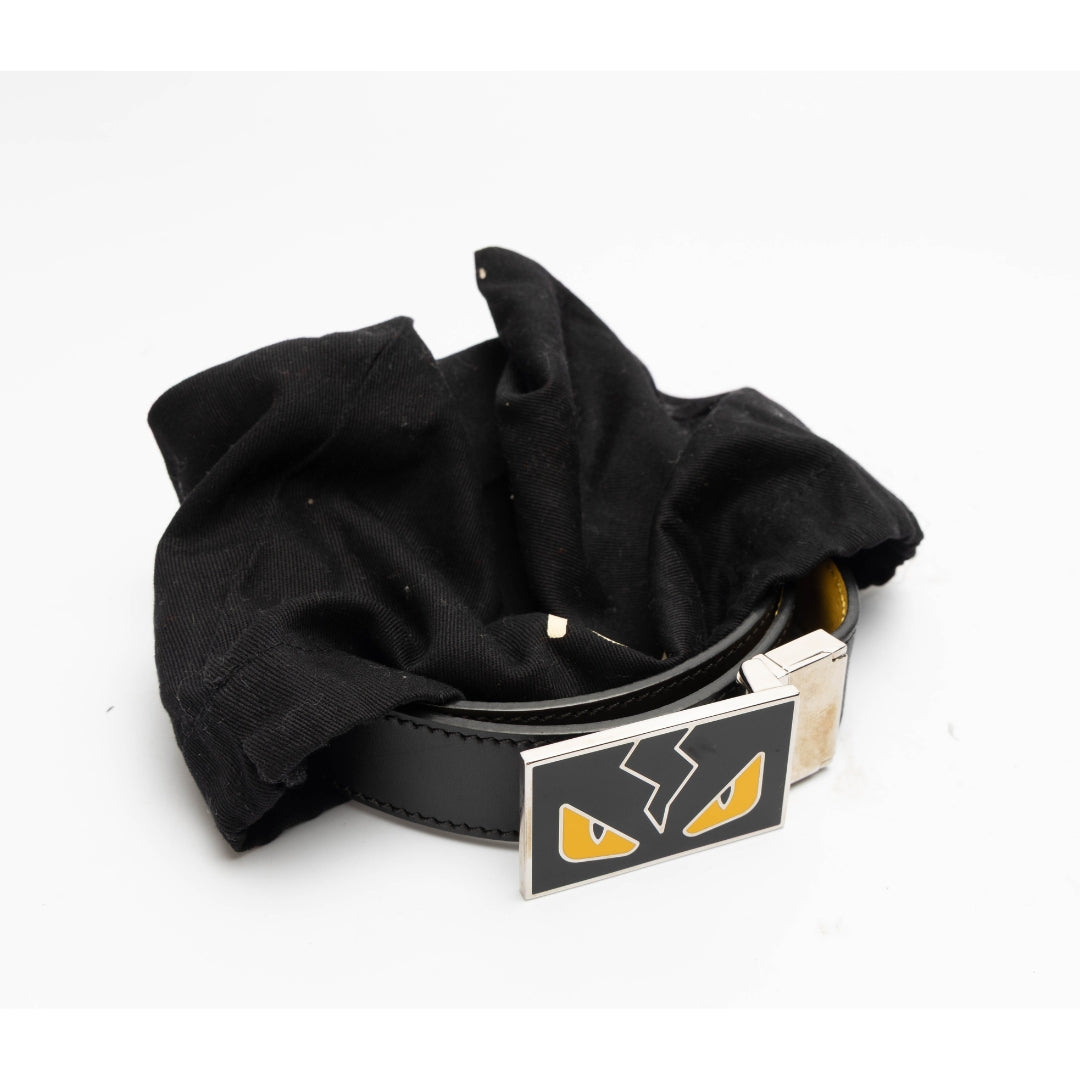 Fendi Vitello Havana Monster Eyes Buckle Reversible Belt