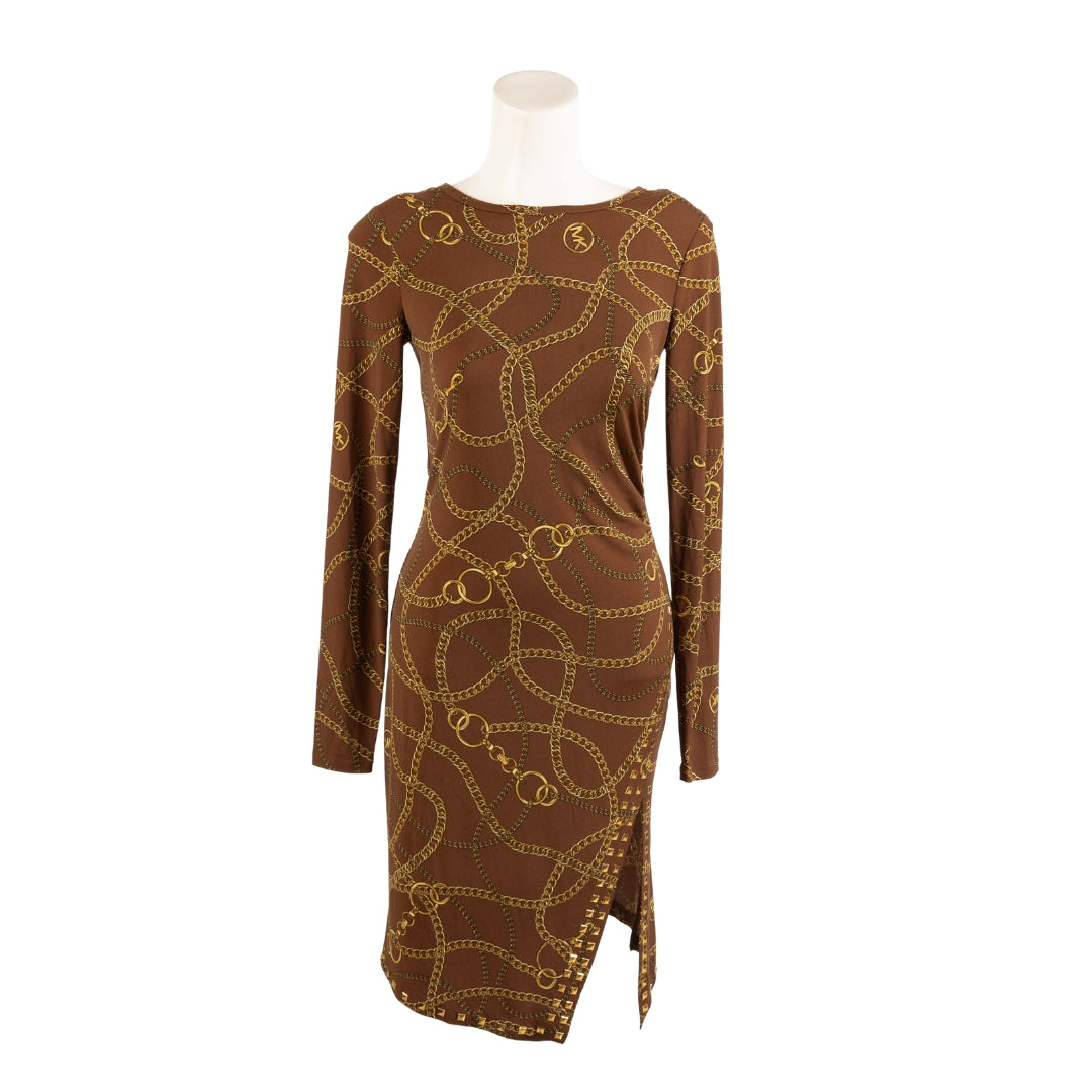 Michael Kors Brown Printed Mini Dress
