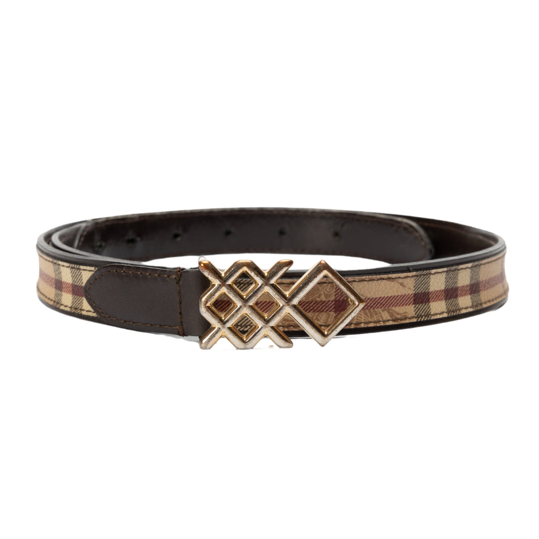 Burberry Haymarket Check Canvas and Leather Pembroke Belt