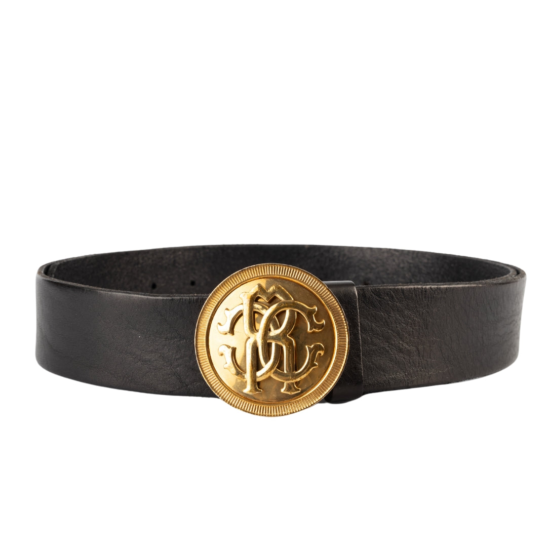 Roberto Cavalli Medallion Buckle and Logo Belt