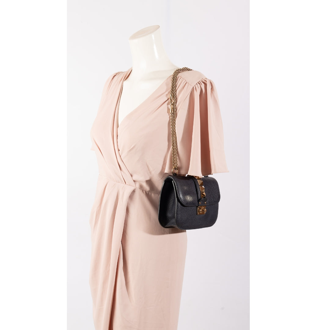 Valentino Blue Glam Lock Flap Shoulder Bag