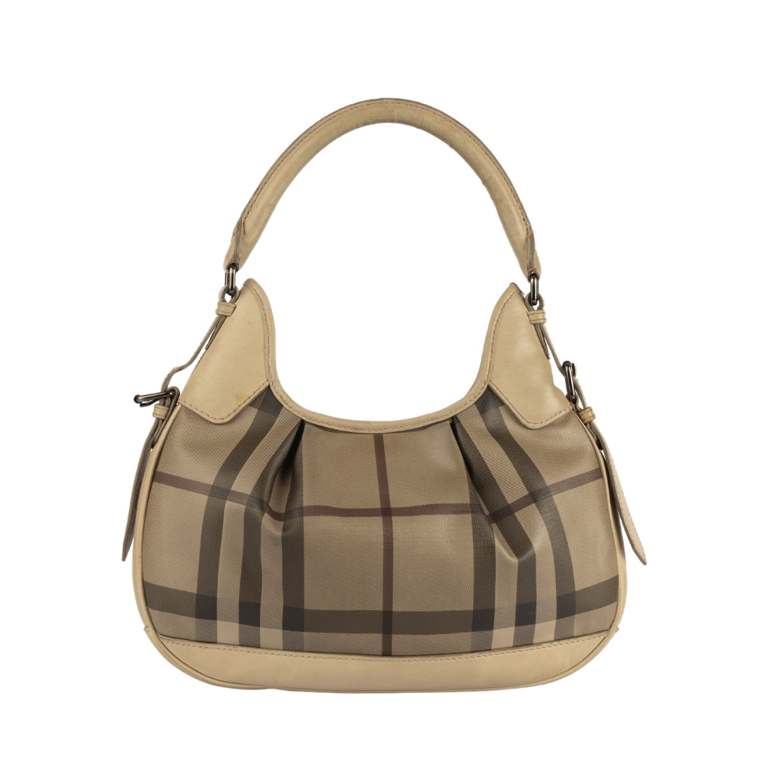 Burberry Plaid Coated Canvas Shoulder Bag