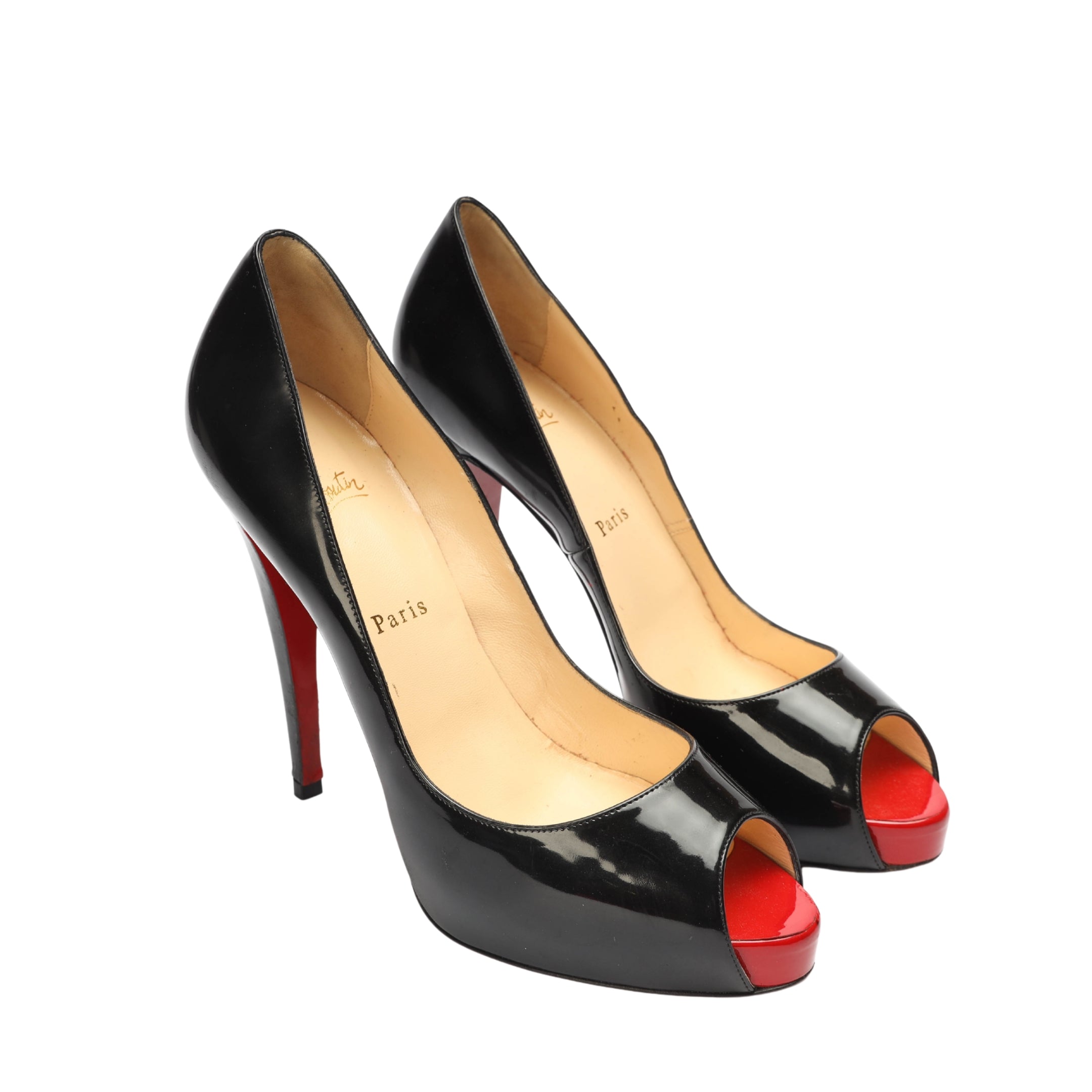 Christian Louboutin Black Red Peep Toe Pumps