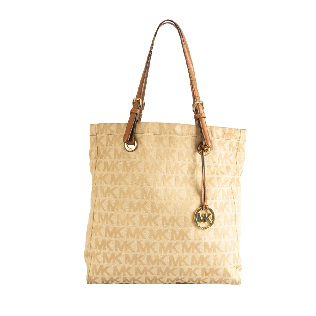 Michael Kors Beige Logo Canvas Tote