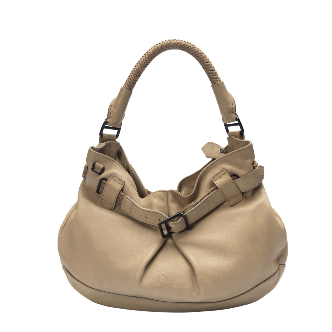 Burberry Beige Buckle Detail Hobo Tote