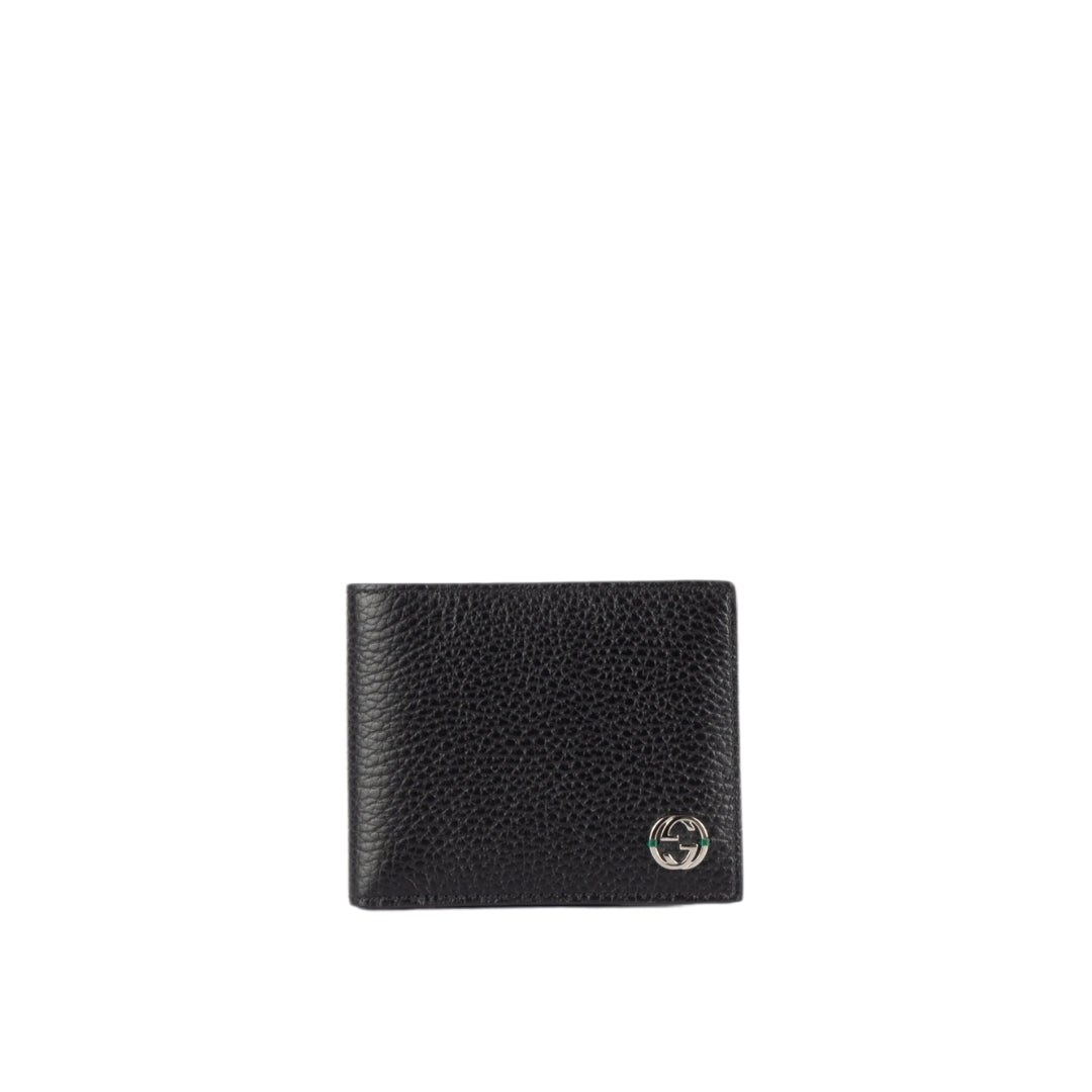 Gucci Black Leather Interlocking G Bifold Wallet