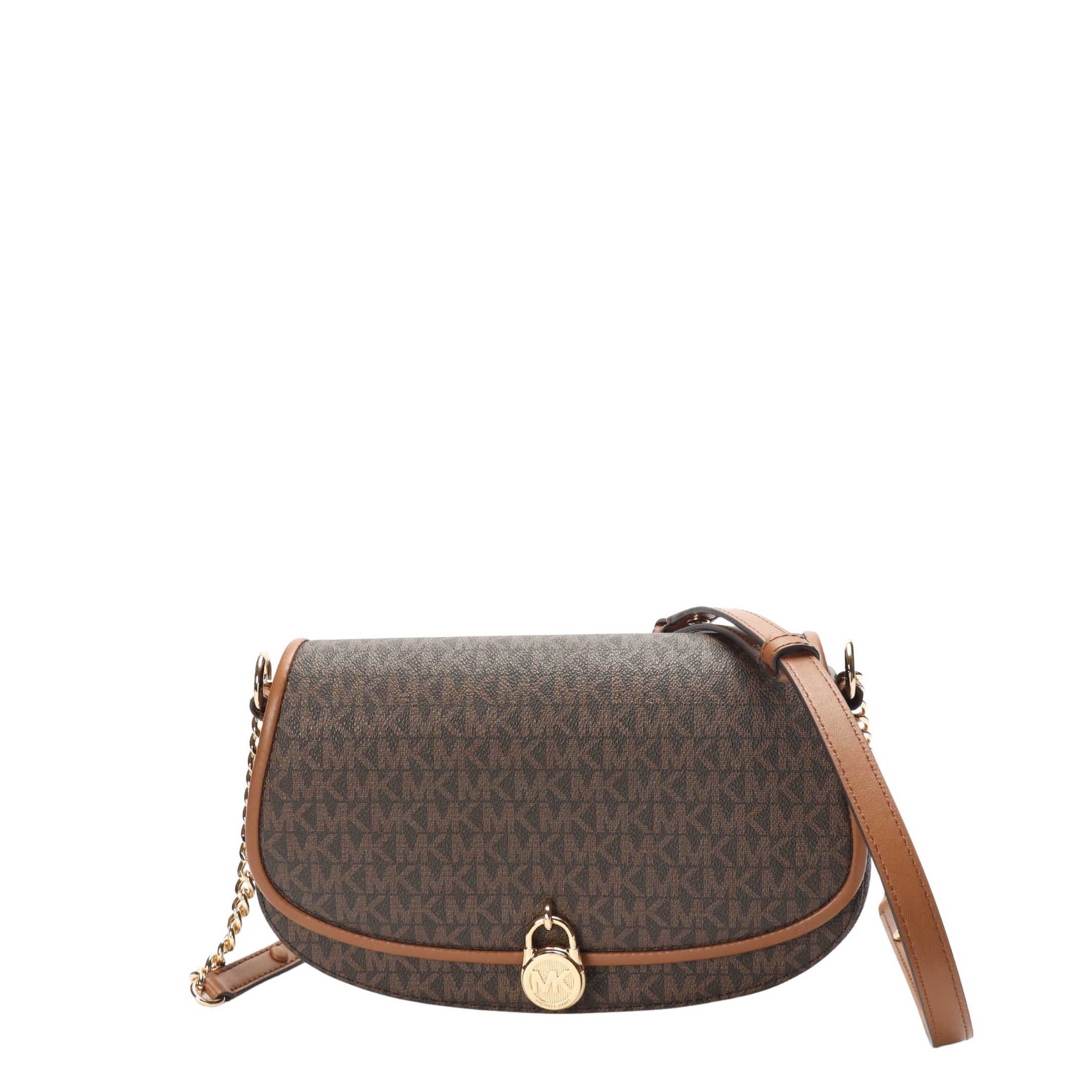 Michael Kors Mila Brown Signature Logo Messenger Bag