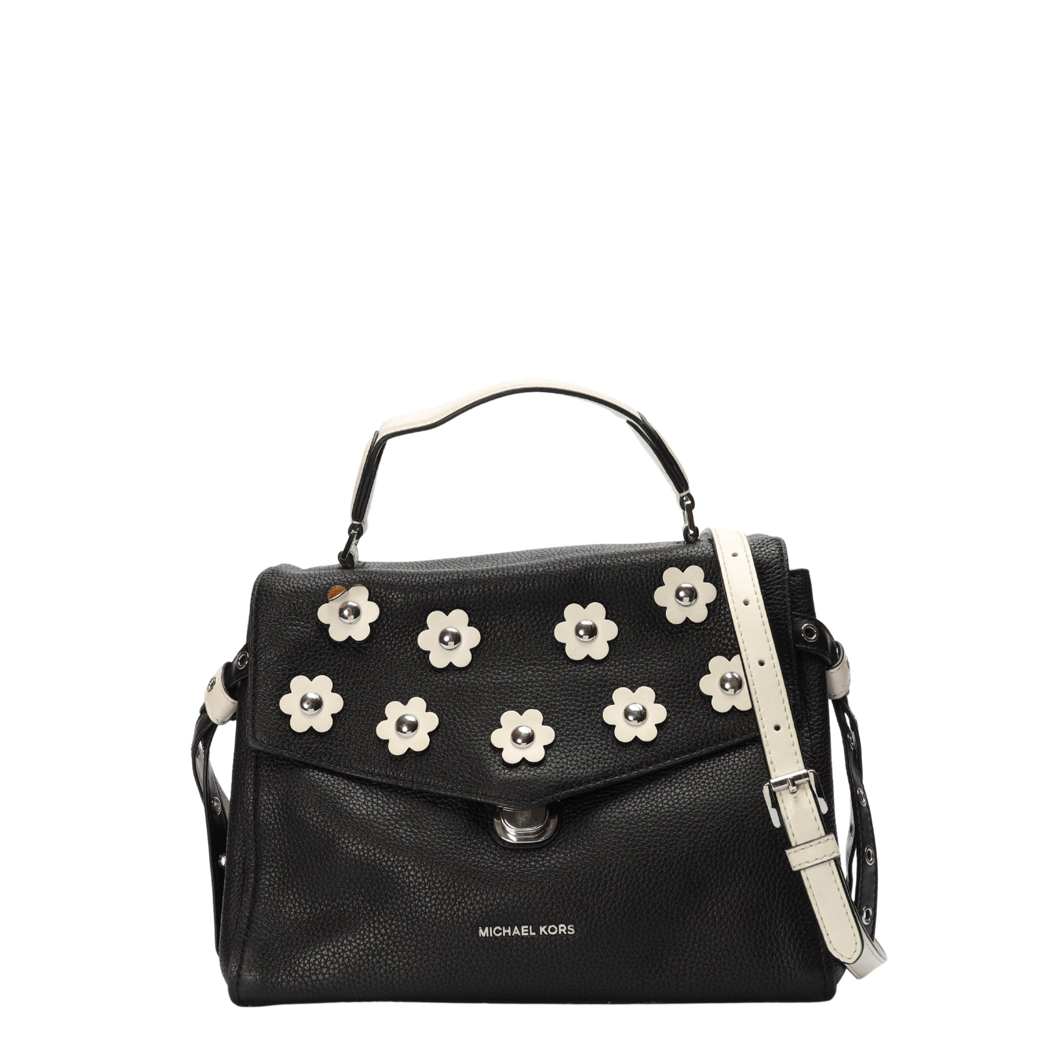 Michael Kors Bristol Floral Appliqué Black Satchel