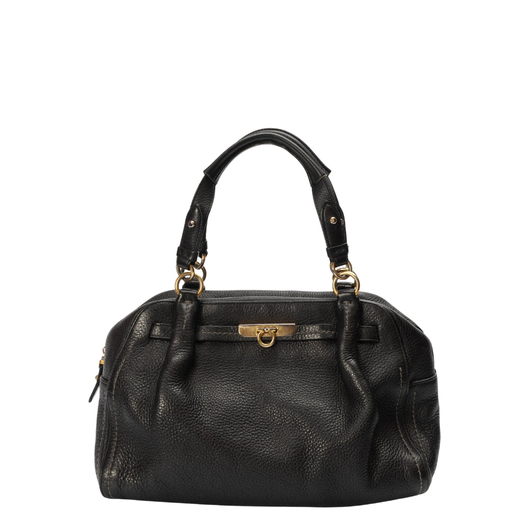 Salvatore Ferragamo Gancini Black Satchel