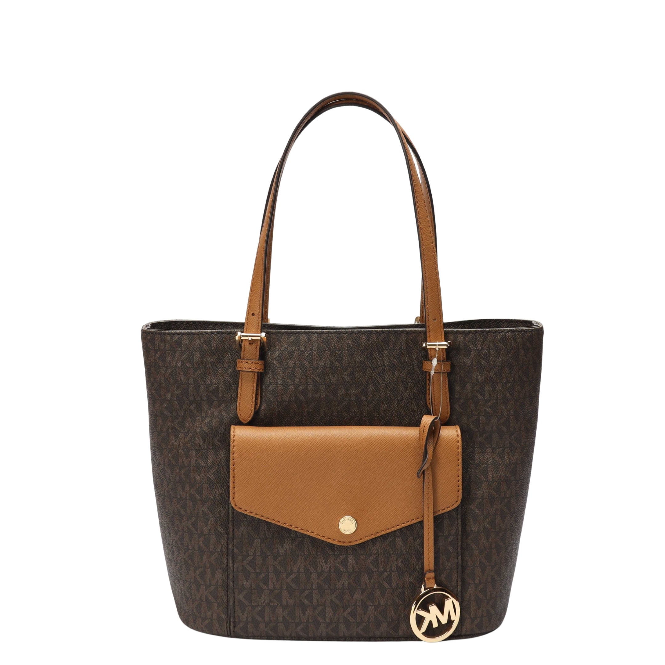 Michael Kors Jet Set Brown Large Logo Pocket Tote