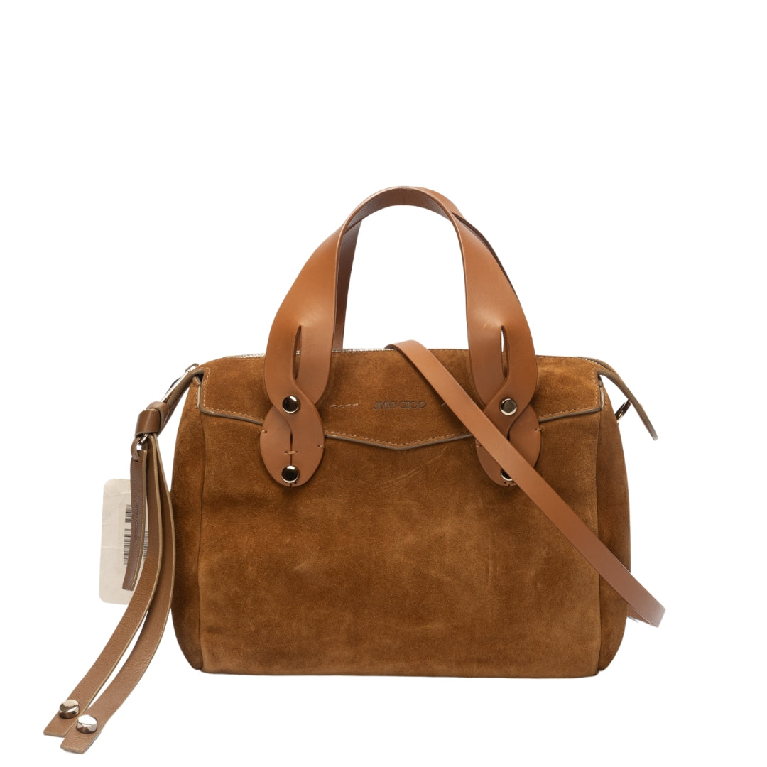 Jimmy Choo Allie Cacao Suede Bowling Bag