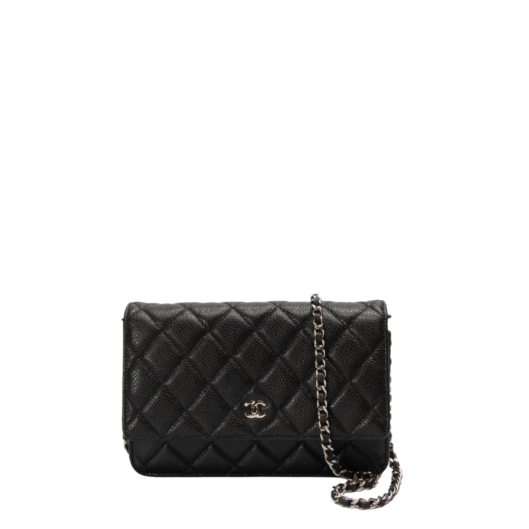 Chanel Black Caviar Quilted Wallet on Chain
