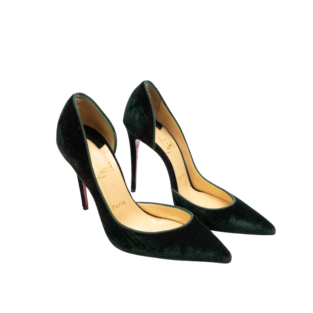 Christian Louboutin Dark Green Velvet Iriza D'orsay Pumps