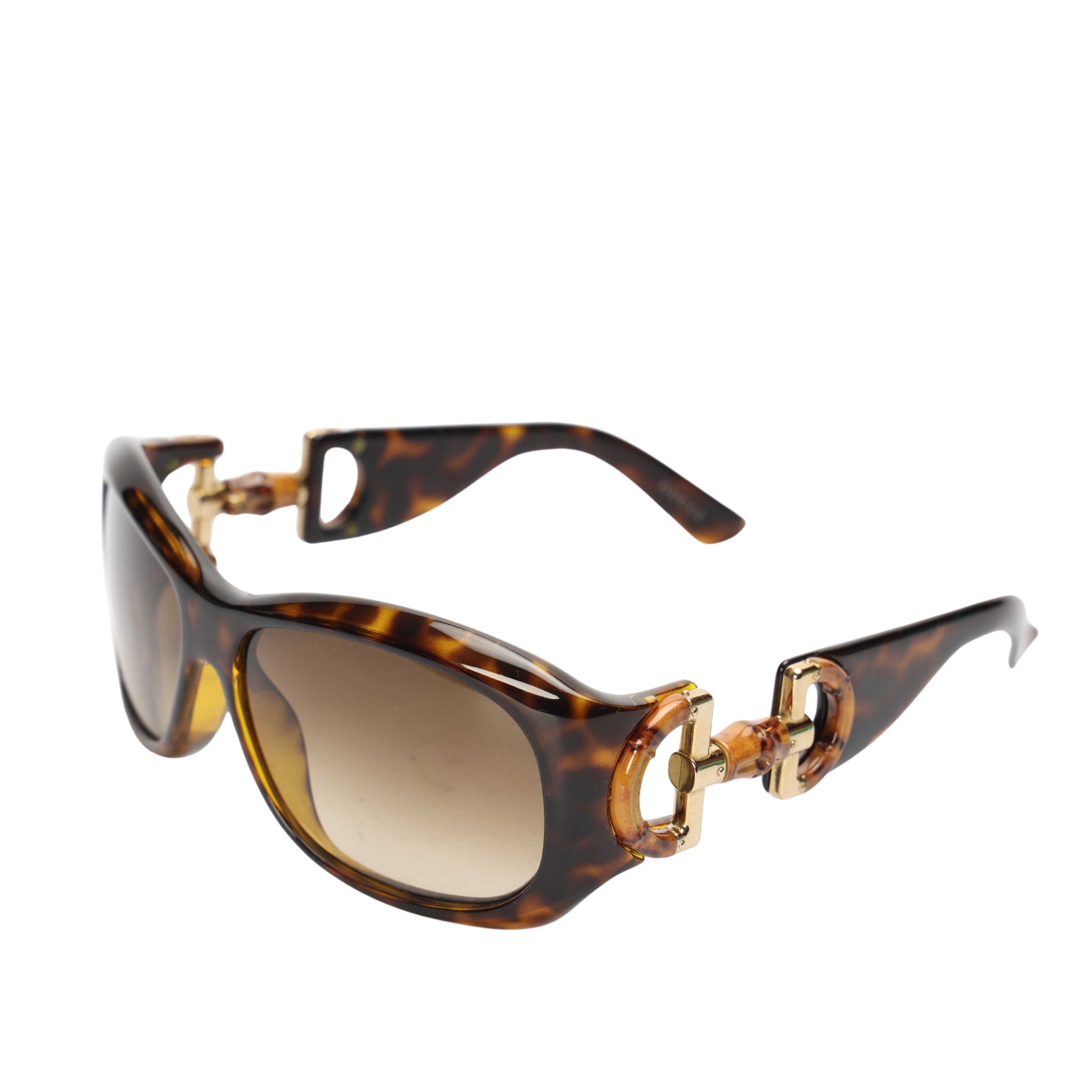 Gucci Brown Bamboo Horsebit Oversized Sunglasses