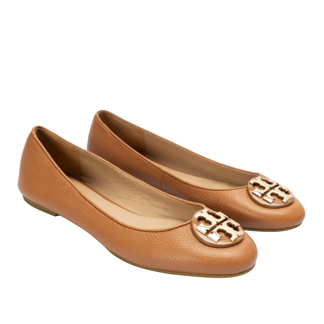 Tory Burch Brown Leather Reva Ballet Flats