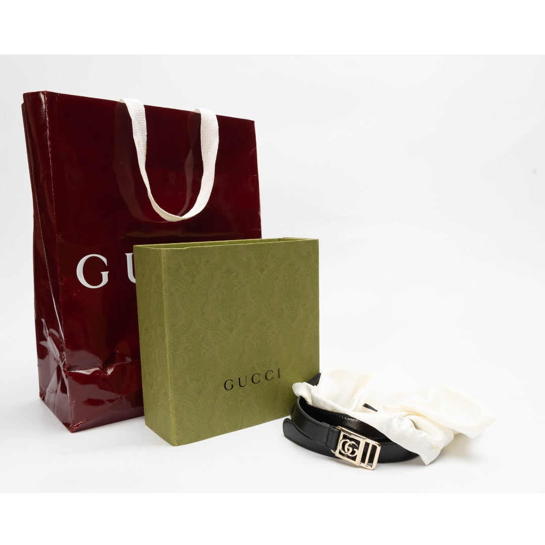 Gucci GG Black Calfskin Buckle Belt