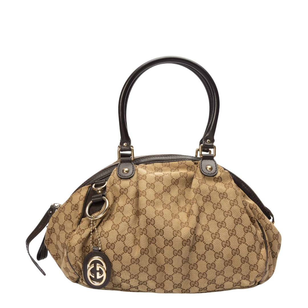 Gucci Beige GG Canvas Sukey Boston Bag