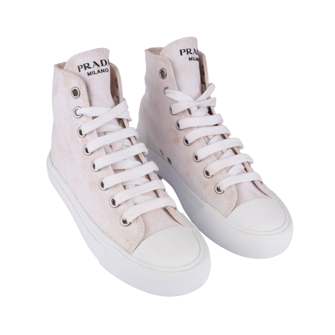 Prada Cap Toe Cloth High Top Sneakers