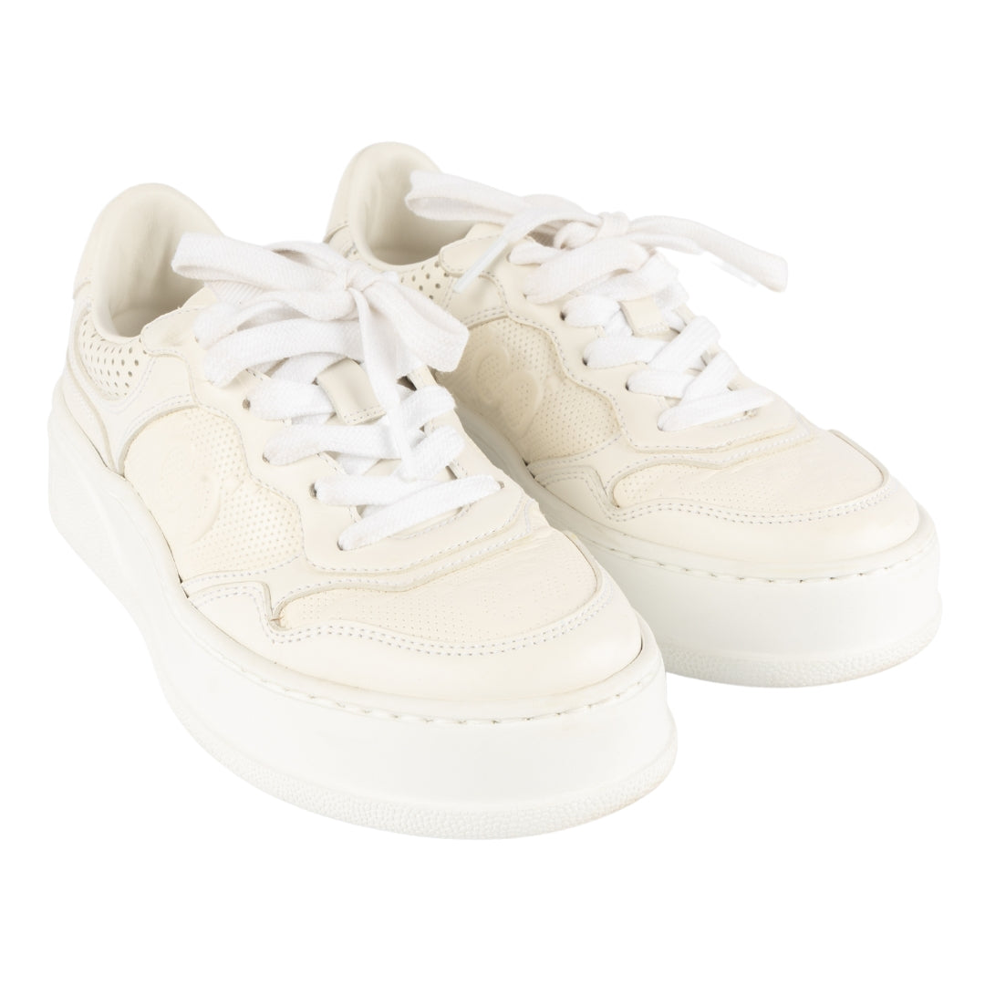 Gucci White Leather GG Low Top Sneakers