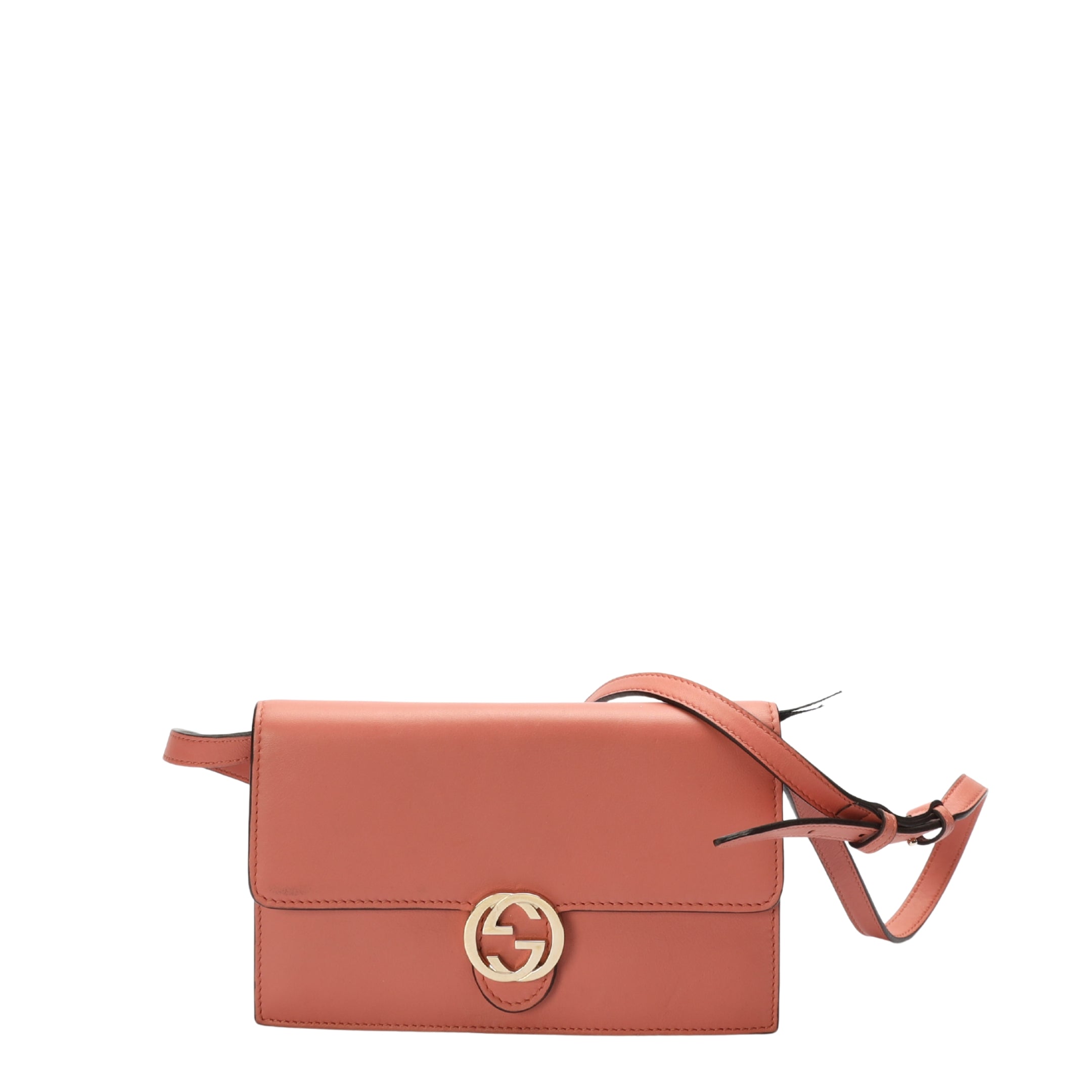 Gucci Interlocking GG Pink Flap Wallet On Strap