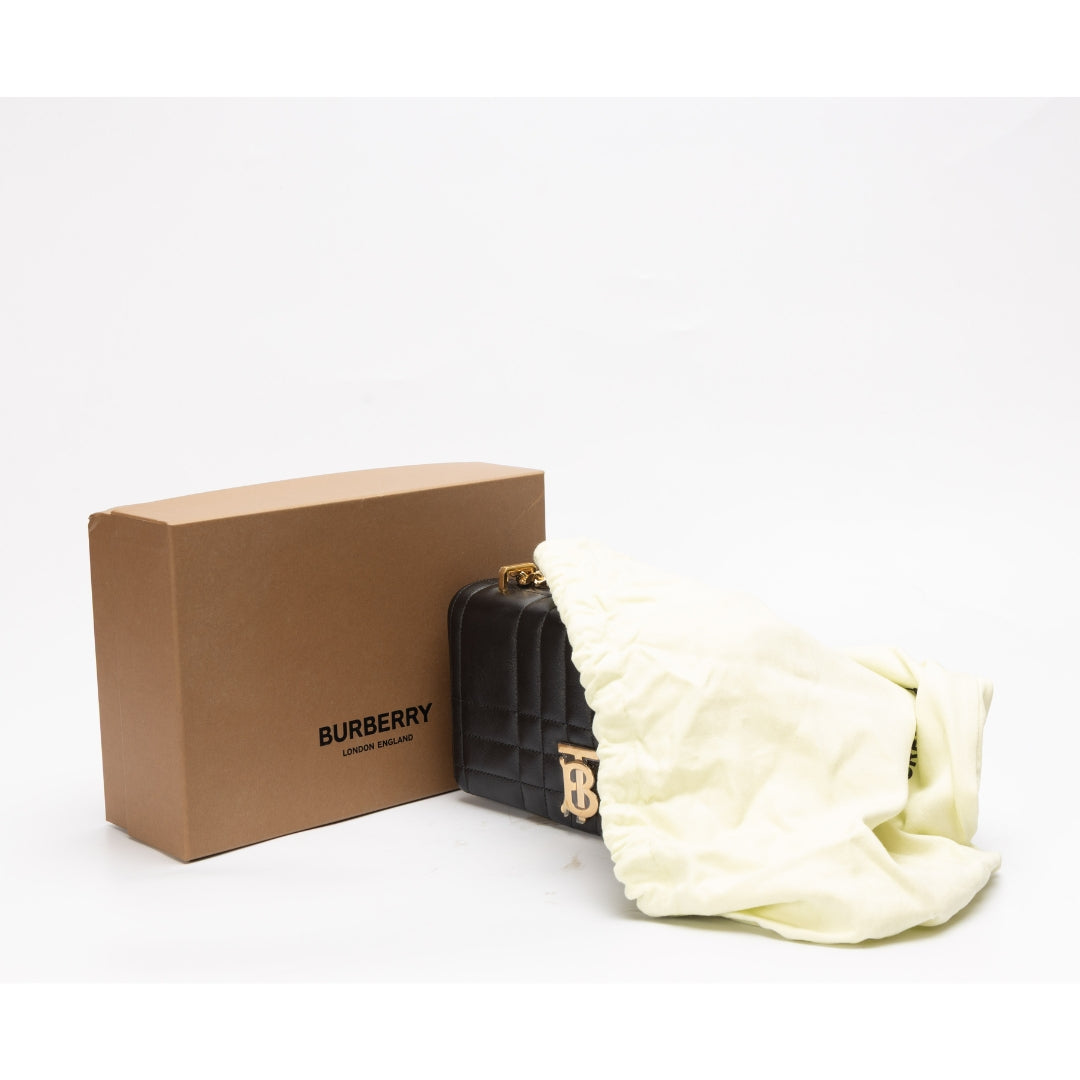 Burberry Black Lambskin Quilted Small Lola Shoulder Bag