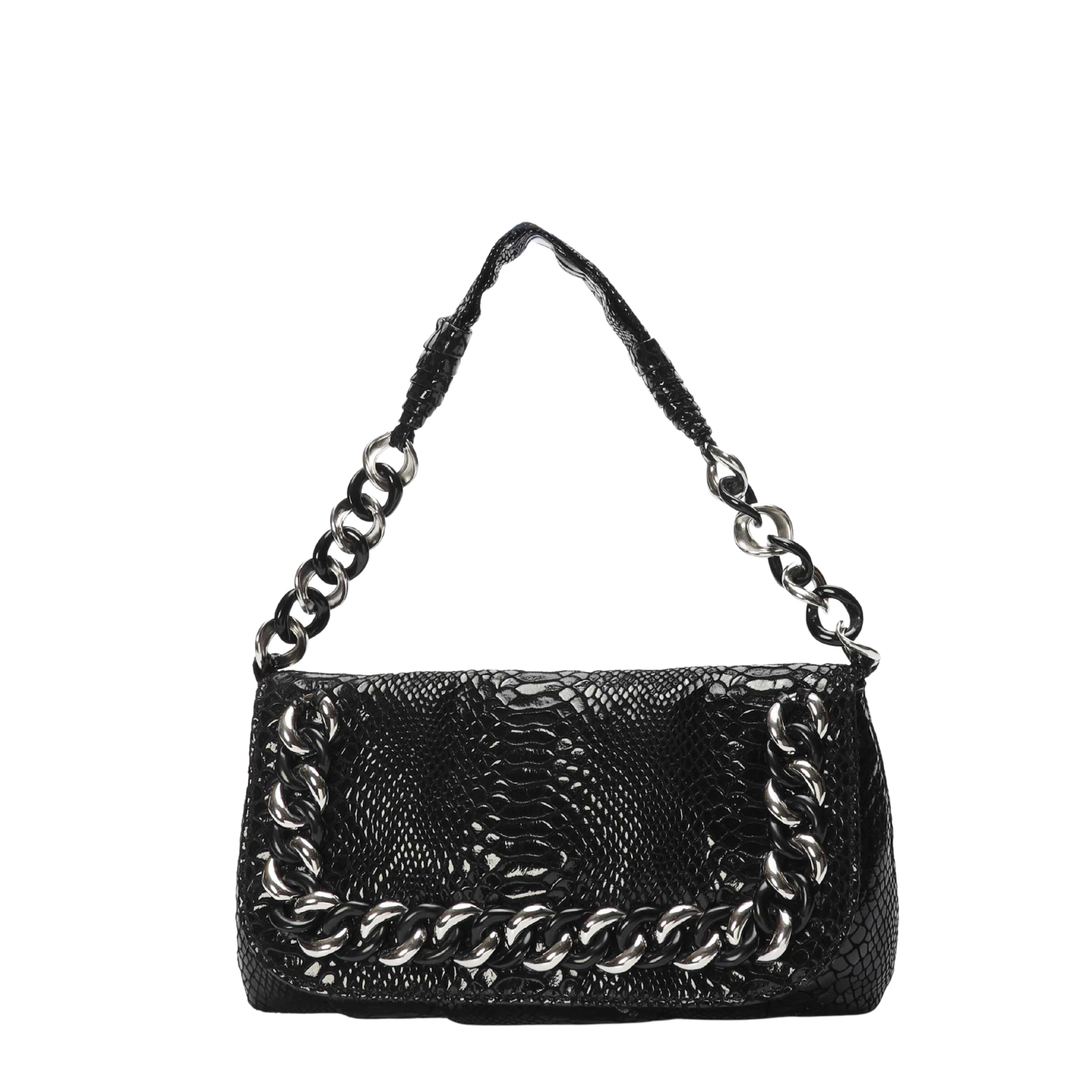 Michael Kors Black Python Chain Shoulder Bag
