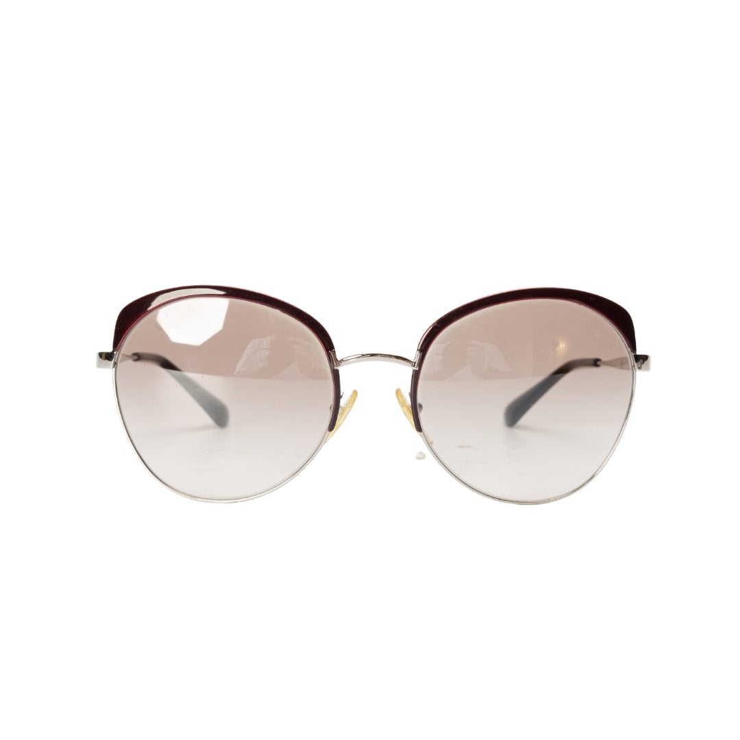 Prada Silver Full Rim Round Sunglasses