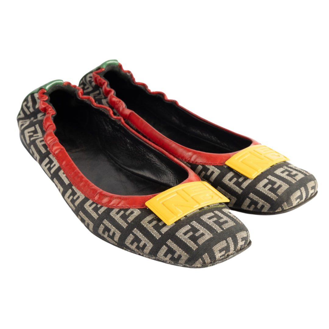 Fendi Ballet Monogram Black Flats