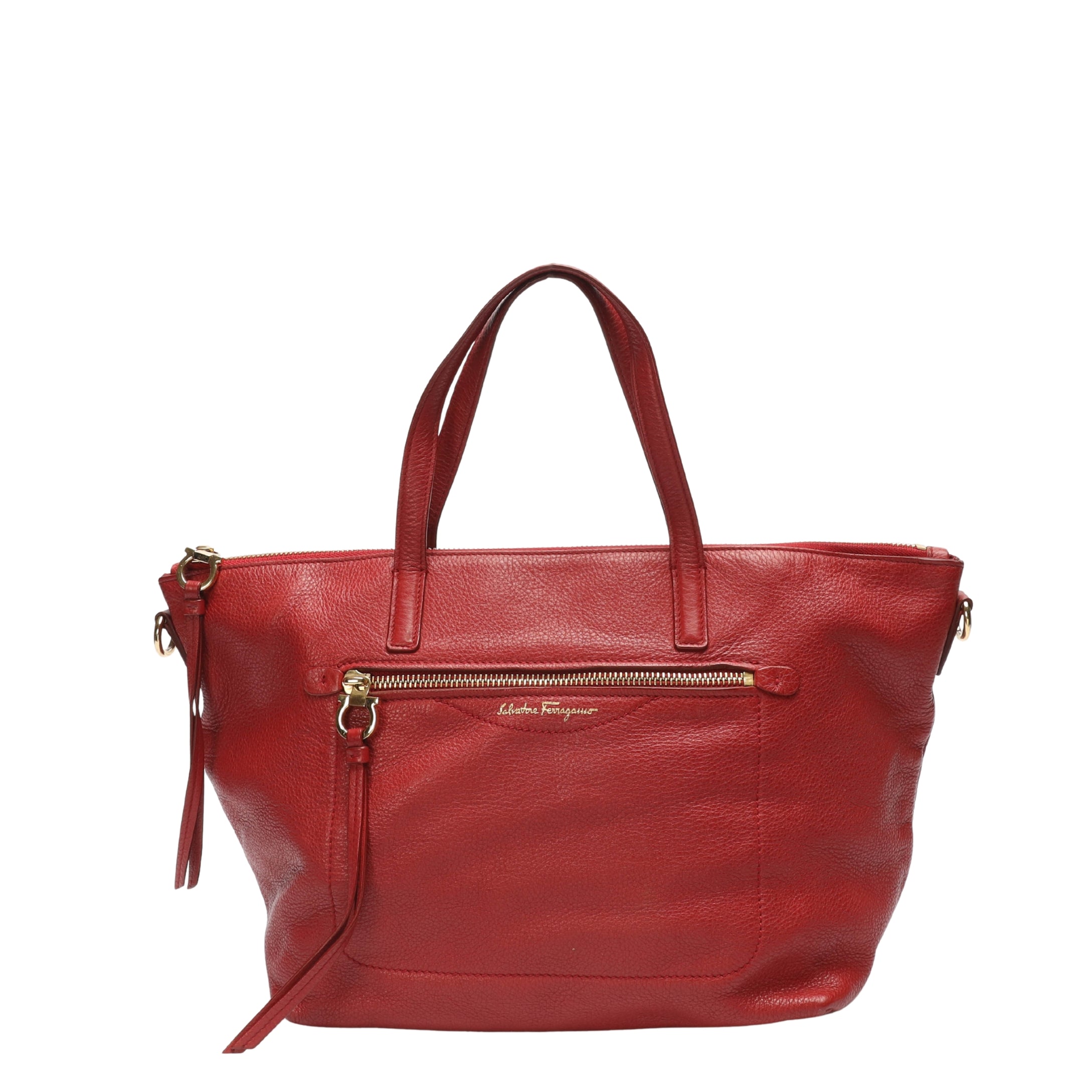 Salvatore Ferragamo Red Front Pocket Satchel