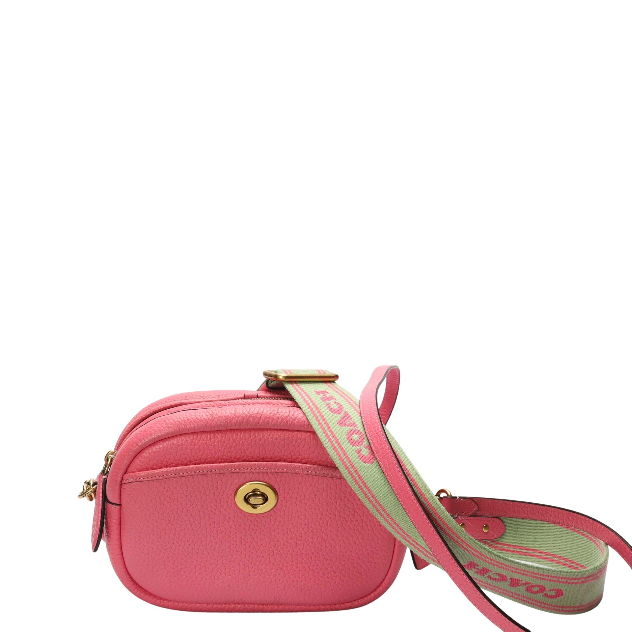 Coach Pink Pebble Leather Camera Crossbody Bag