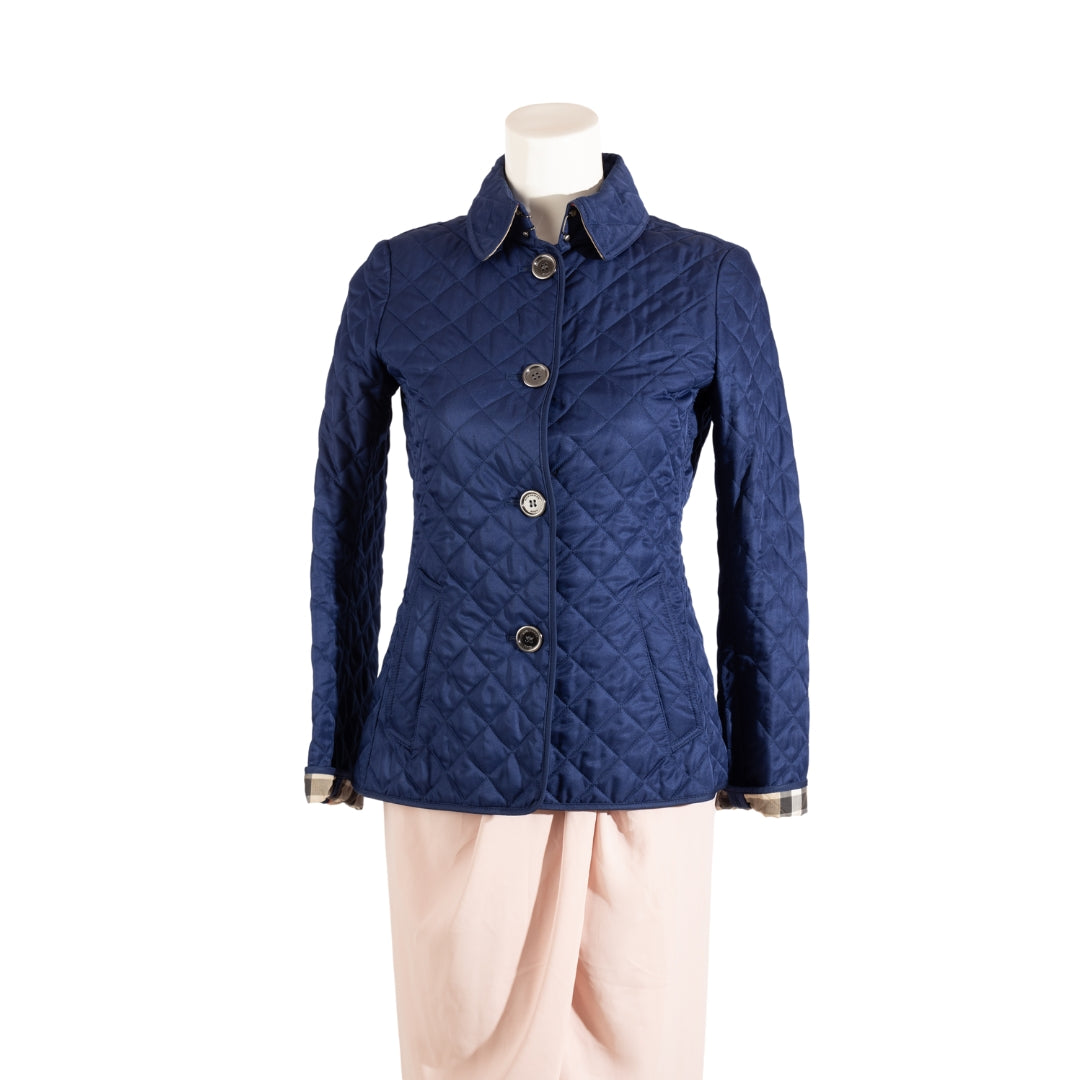 Burberry Blue Fernleigh Thermoregulated Diamond Quilted Jacket