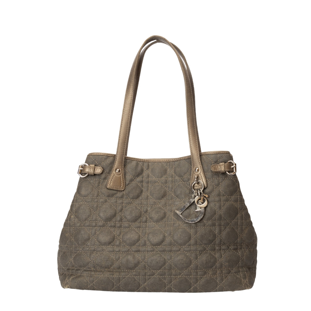 Dior Metallic Cannage Coated Canvas and Leather Small Panarea Tote