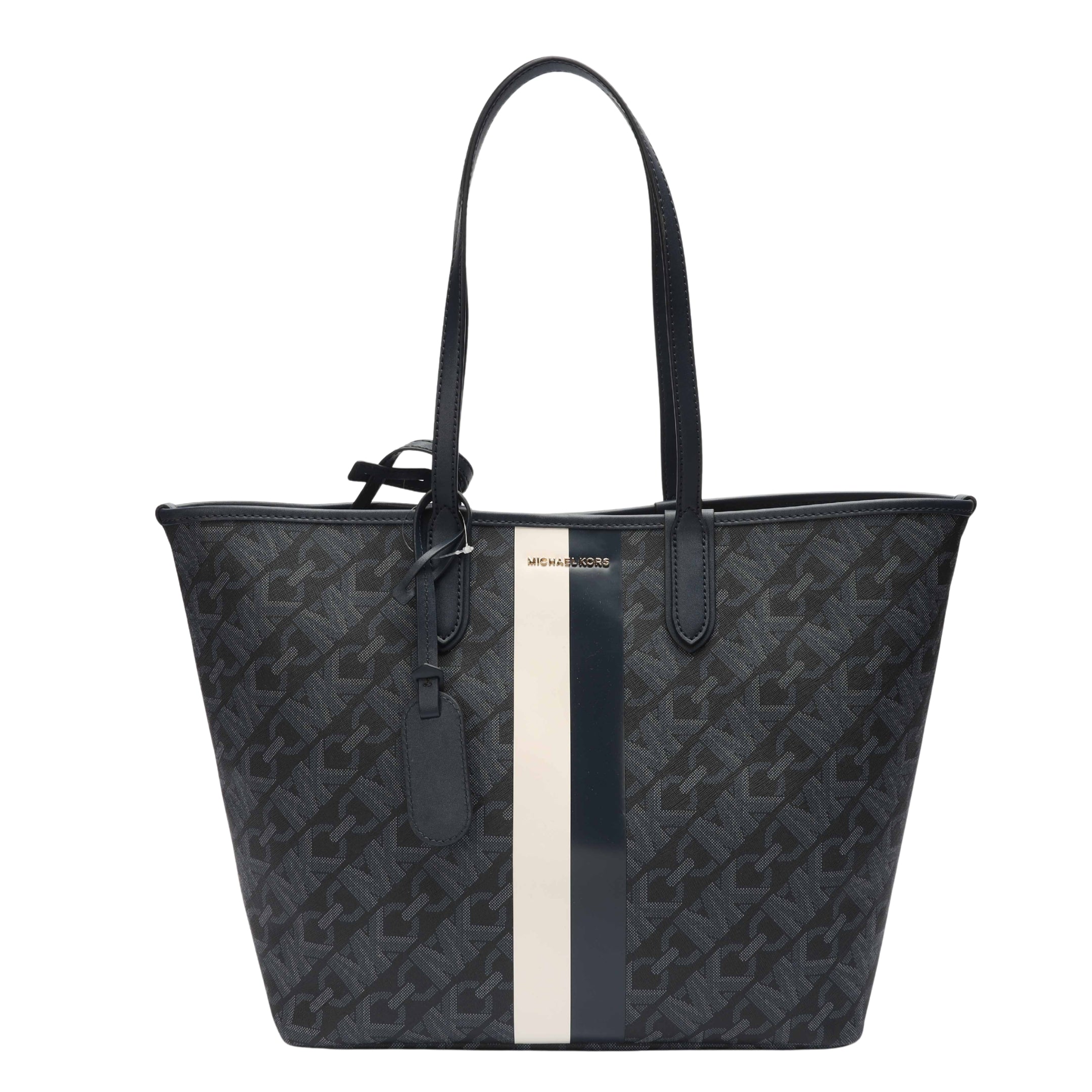 Michael Kors Navy Eliza Empire Logo Stripe Tote