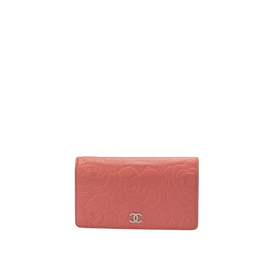Chanel Pink Lambskin Camellia Wallet