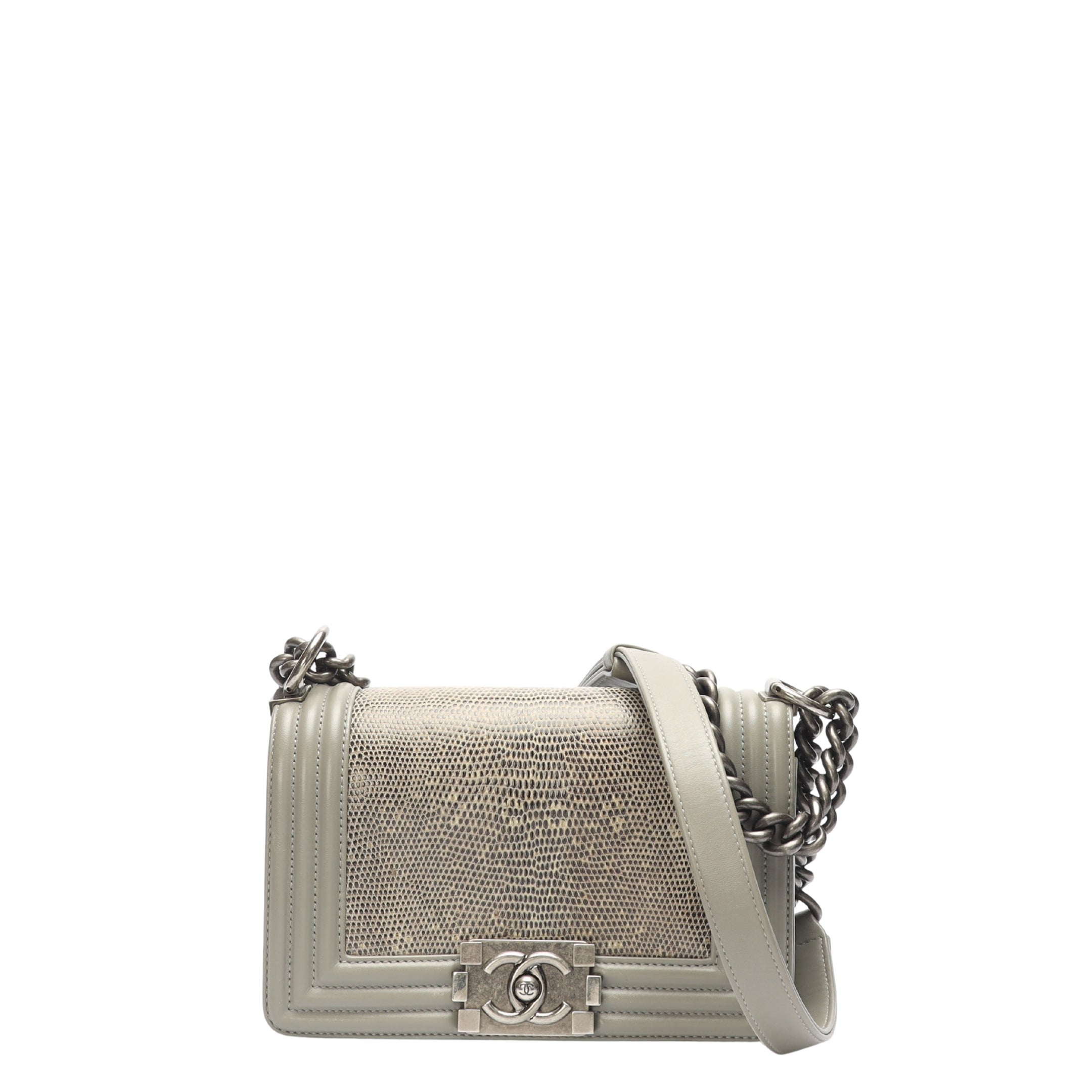 Chanel Boy Grey Flap Crossbody Bag