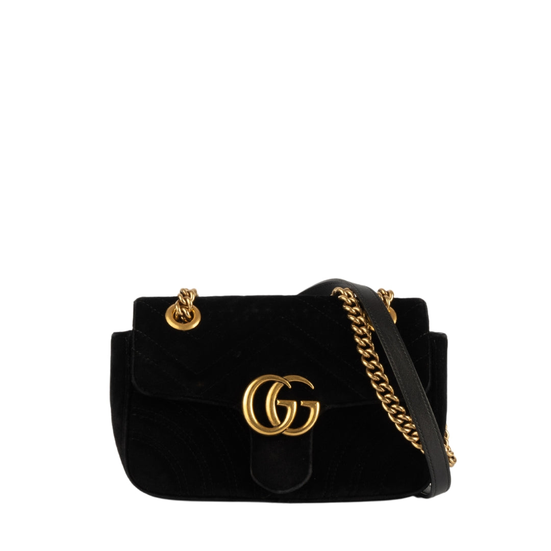 Gucci GG Marmont Mini Flap Velvet Crossbody Bag