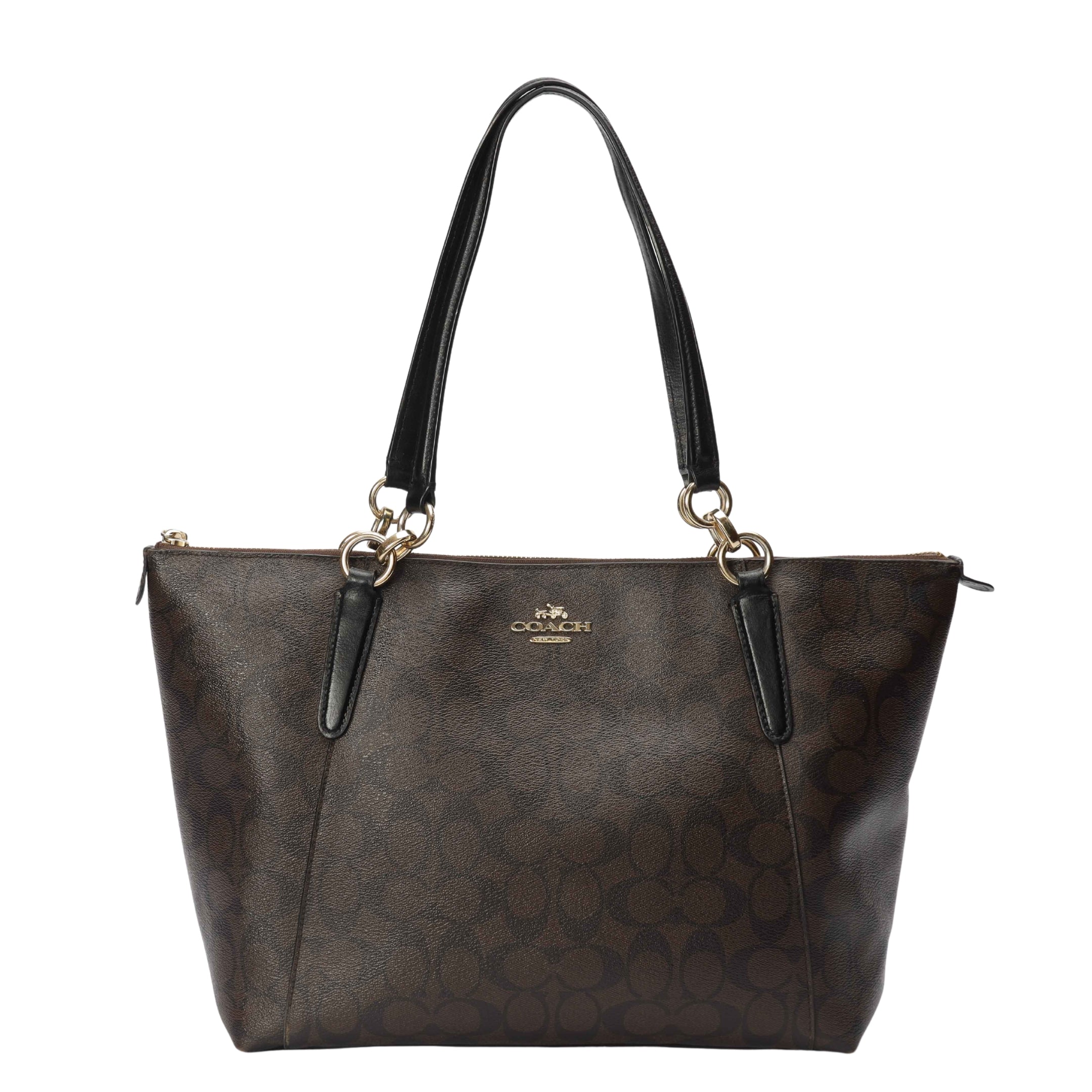 Coach Ava Brown/Black Signature Canvas Tote