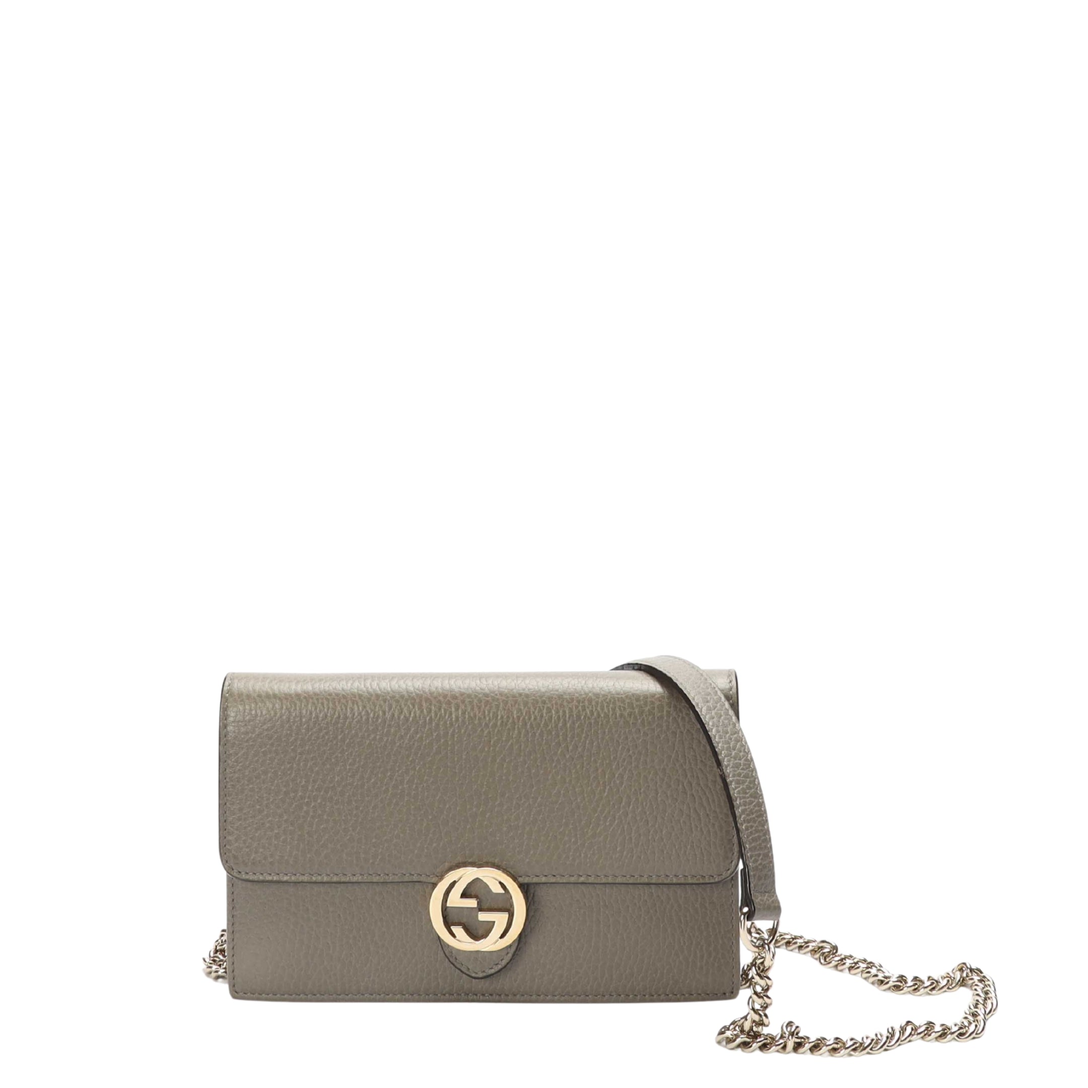 Gucci Grey GG Flap Chain Wallet Crossbody Bag