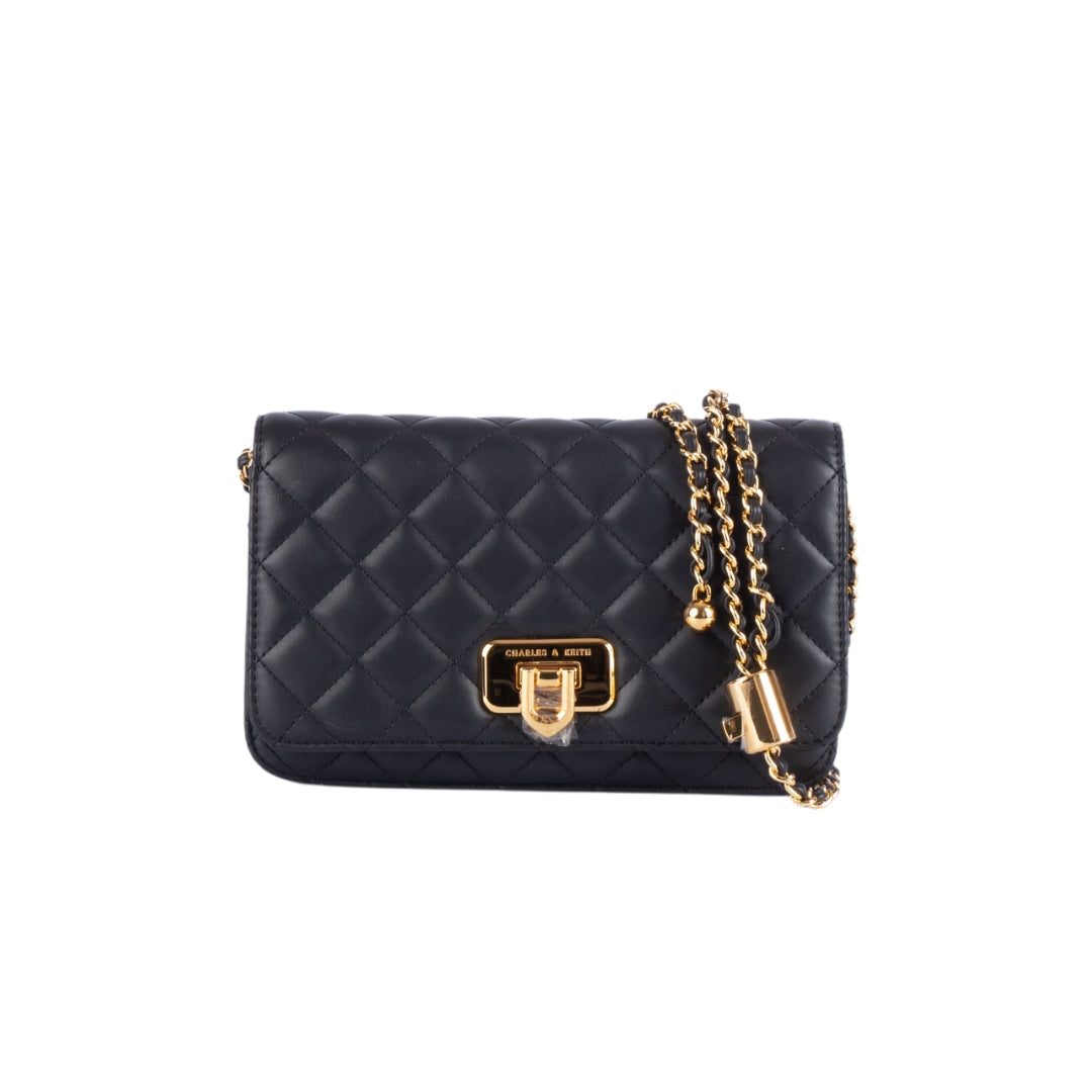 Charles & Keith Flip-lock Quilted Crossbody Bag